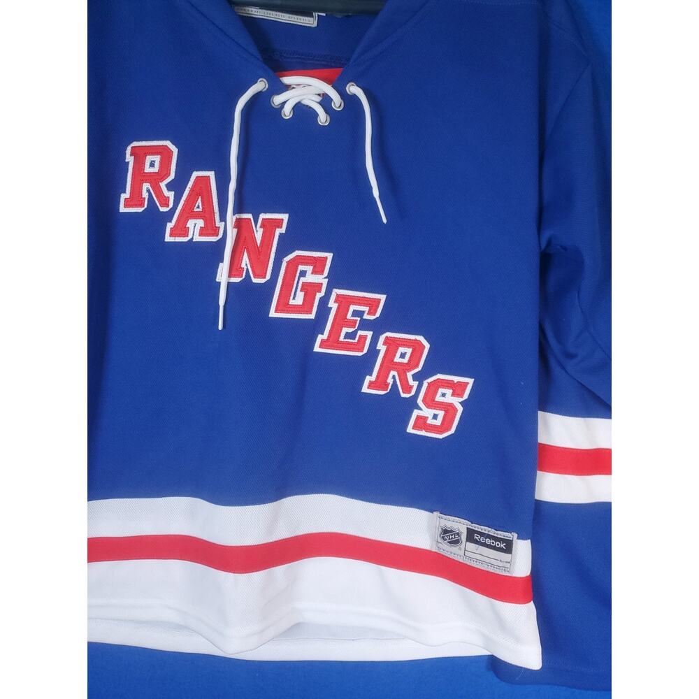 Reebok NY Rangers Mika Zibanejad 93 Blue Lace Up Hockey Jersey Women Size Large - Picture 6 of 16